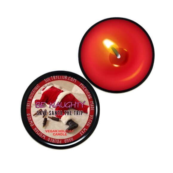 Be Naughty: Save Santa The Trip - Stocking Stuffer Massage Candle - Picture 1 of 2